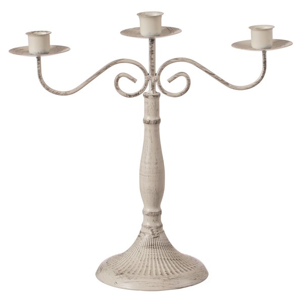 Fabulaxe Antique 12 Distressed 3 Arm Metal Candelabra for Dining Room, Entryway, Kitchen and Vanity QI004339.TE